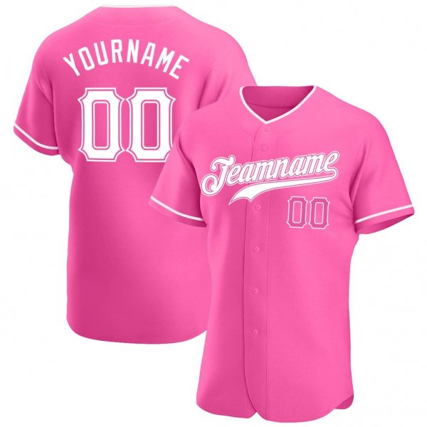 Men's Custom Pink White Authentic Baseball Jersey